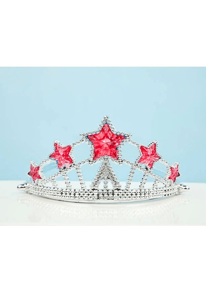 Kırmızı Yıldız Taşlı Plastik Kraliçe Prenses Elsa Tacı Çocuk Boy - Lisinya