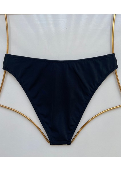 Siyah Dar Kalıp Ön V Kesim Çizgi Şerit Kalın Kenarlı Astarlı Bikini Altı modelleri
