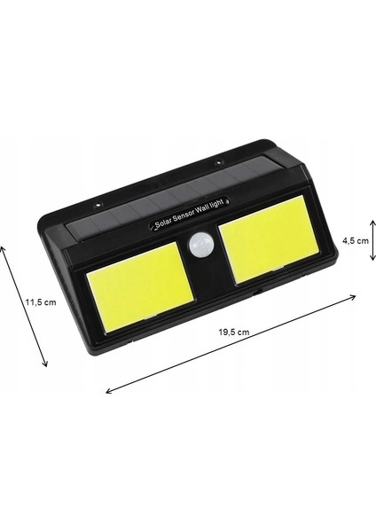 Solar Güneş Enerjili Sensörlü 96 Cob LED Aplik Duvar Tipi LED Lamba ( Lisinya )