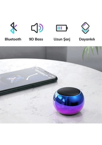 Portatif Taşınabilir Bass Ses Topu Bombası Mini Kablosuz Wireless Bluetooth Hoparlör Speaker ( Lisinya )