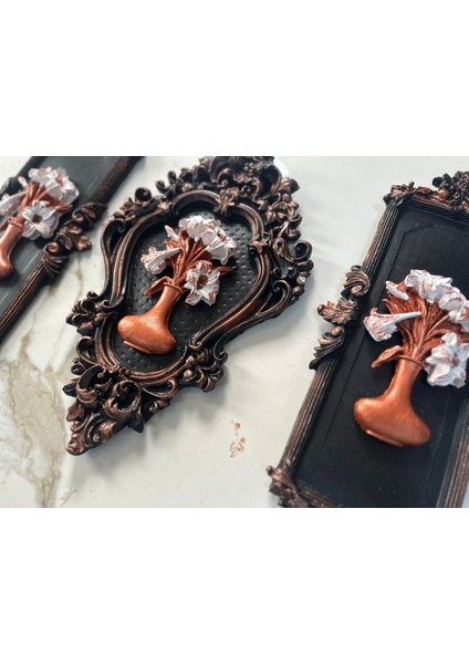 Siyah Bakır Modern El Yapımı 3 Lü Tablo 46 cm fiyatları