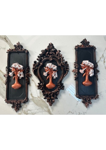 Siyah Bakır Modern El Yapımı 3 Lü Tablo 46 cm modelleri