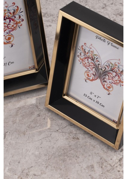 Milano Camlı Dekoratif Resim Çerçevesi Siyah-Gold Ayarlanabilir Ayaklı-Duvara Asılabilir 13X18 cm fiyatları