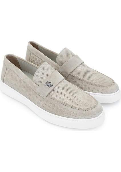 Erkek Deri Bej Loafer Ayakkabı 1100 B349-18 Erk Ayk Y25 Kum Suet