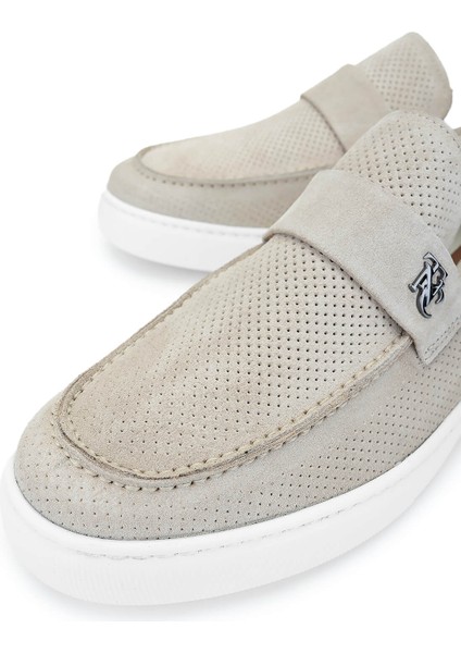 Erkek Deri Bej Loafer Ayakkabı 1100 B349-18 Erk Ayk Y25 Kum Suet