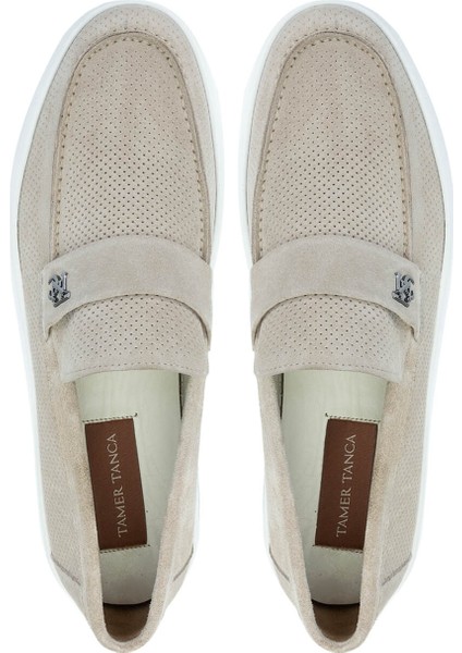 Erkek Deri Bej Loafer Ayakkabı 1100 B349-18 Erk Ayk Y25 Kum Suet
