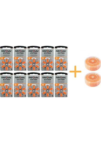 Extra 13 Numara Işitme Cihazı Pili (10 Paket x 6 Adet = 60 Adet Pil) + Hediye Işitme Cihazı Nem Alıcı Tablet