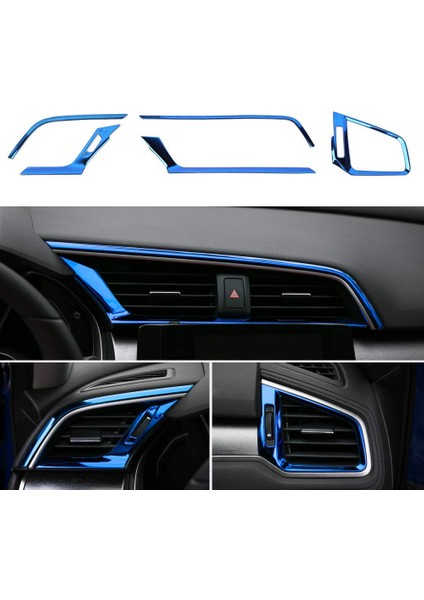 Merkezi Kontrol Hava Çıkışı Dekorasyon Kapak Trim Etiket Paslanmaz Çelik 10TH Gen Honda Civic 2019 2018 2017 2016, Mavi (Yurt Dışından) fiyatları