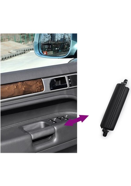 Araba Iç Kapı Çekme Kolu Trim 7L6867161 Vw Touareg 2003-2010 Için Yan Kapı Kolu Iç Pu Deri Lhd Rhd Siyah (Yurt Dışından)