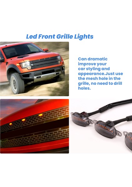 3 Adet Harici Amber LED Işıklar Dekorasyon, LED Ön Izgara Işıkları 2004-2019 Ford F150 Raptor F250 Izgara Koşu Lambaları (Yurt Dışından) fırsatları