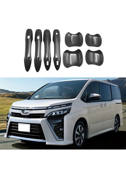 Toyota Voxy Noah R90 2022 Için 8 Adet Karbon Fiber Araba Kapı Kolu Kase Dekorasyon Kapak Trim Abs (Yurt Dışından)