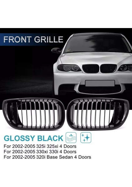 Parlak Siyah Ön Kaput Böbrek Izgarası -Bmw E46 3 Serisi 2002-2005 4d Sedan 318I 320I 323I 328I Ön Tampon Izgarası (Yurt Dışından) fırsatları