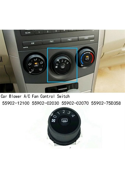 Araba Üfleyici A/c Fan Kontrol Anahtarı Toyota Corolla Matrix 55902-12100 55902-02030 55902-02070 55902-75D358 (Yurt Dışından)