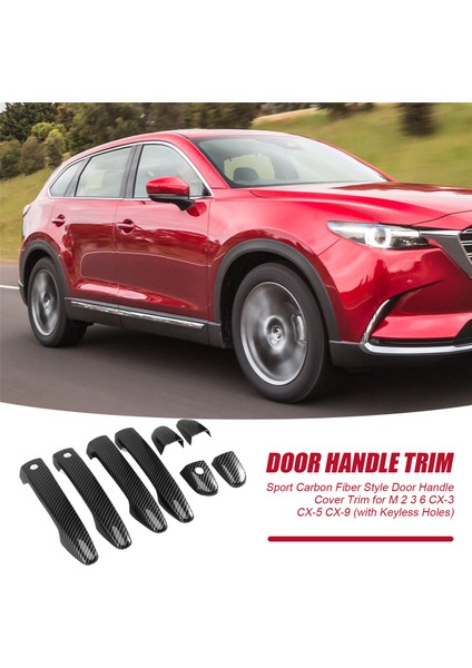 Mazda 2 3 6 Cx-3 Cx-5 Cx-9 (Anahtarsız Delikli) Için Spor Karbon Fiber Stil Kapı Kolu Kapak Trim (Yurt Dışından)
