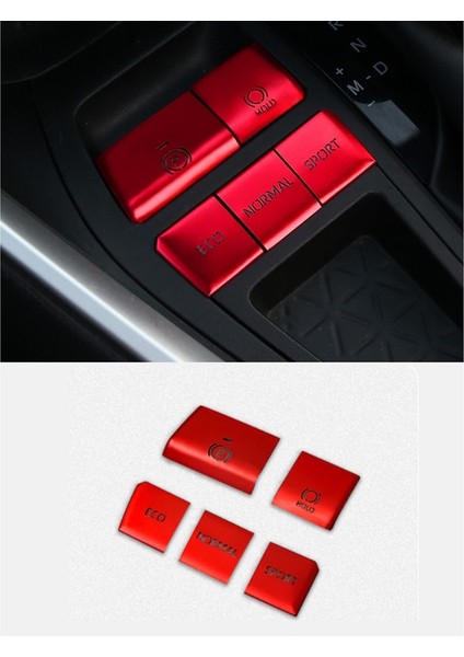 Merkezi Kontrol Dişlisi Multimedya Düğme Kapağı Trim Etiket Pullu Toyota Rav4 2019 2020 2021 Aksesuarları, Kırmızı, 5 Adet (Yurt Dışından) fiyatları