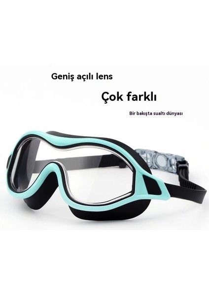 Yetişkin Su Geçirmez Büyük Çerçeve Pc Hd Anti-Sis Yüzme Eğitimi Silikon Gözlük (Yurt Dışından)