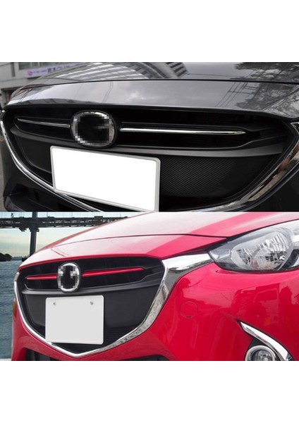 Araba Ön Izgara Izgara Kapağı Trim Kalıplama Mazda 2 Demio 2015-2017 Dj Dl Mazda2 Hatchback Sedan Styling Kırmızı (Yurt Dışından) fırsatları
