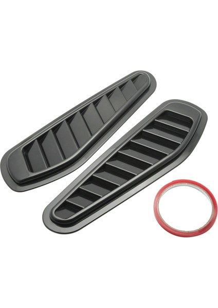 2 Adet Araba Simülasyon Köpekbalığı Hava Firar Evrensel Parlak Siyah Spor Yarış Hava Akışı Havalandırma Kaput Hood Scoop Kapak Trim (Yurt Dışından)