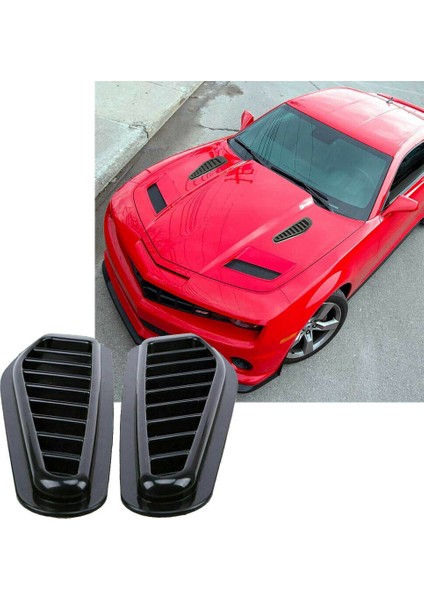 2 Adet Araba Simülasyon Köpekbalığı Hava Firar Evrensel Parlak Siyah Spor Yarış Hava Akışı Havalandırma Kaput Hood Scoop Kapak Trim (Yurt Dışından)