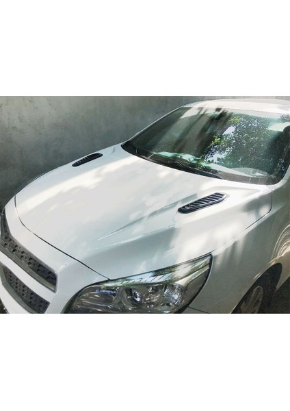 2 Adet Araba Simülasyon Köpekbalığı Hava Firar Evrensel Parlak Siyah Spor Yarış Hava Akışı Havalandırma Kaput Hood Scoop Kapak Trim (Yurt Dışından)