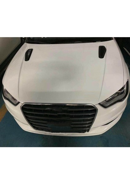 2 Adet Araba Simülasyon Köpekbalığı Hava Firar Evrensel Parlak Siyah Spor Yarış Hava Akışı Havalandırma Kaput Hood Scoop Kapak Trim (Yurt Dışından)