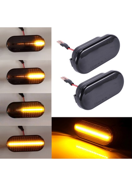 Araba Dinamik Su Işık LED Foliate Dönüş Sinyali Volkswagen Bora Golf 3 4 Passat 3bg Polo Sb6 Siyah (Yurt Dışından)