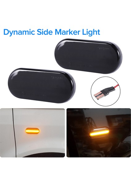 Araba Dinamik Su Işık LED Foliate Dönüş Sinyali Volkswagen Bora Golf 3 4 Passat 3bg Polo Sb6 Siyah (Yurt Dışından)