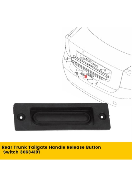 Araba Bagaj Kapağı Kolu Düğmesi Bagaj Kapağı Anahtarı 30634191 Volvo S40 V50 S80 XC60 2004-2012 Arka Bagaj Açma Düğmesi (Yurt Dışından)