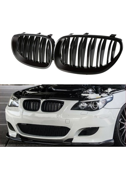 Ön Tampon Kaput Böbrek Izgara Yedek Çift Çıta Spor Izgaralar Bmw 5 Serisi E60 E61 2003-2009 (Mat Siyah) (Yurt Dışından) fiyatları