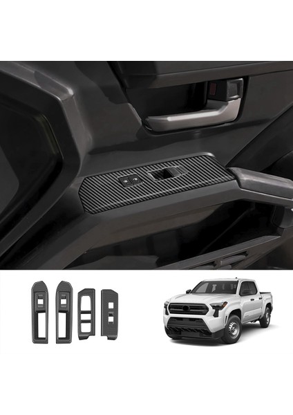 Araba Pencere Camı Kaldırma Kapağı Trim Pencere Anahtarı Düğmesi Paneli Çerçeve Toyota Tacoma 2024 Lhd Karbon Fiber Desen (Yurt Dışından) fırsatları