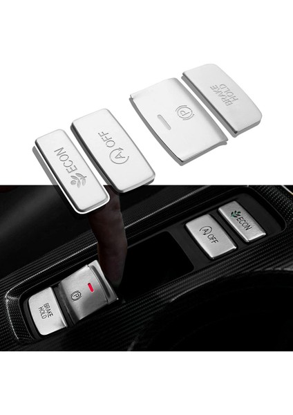 Merkezi Konsol Dişli Paneli El Freni Düğme Kapağı Trim Alüminyum Etiket 11TH Gen Honda Civic 2022 Aksesuarları, Gümüş (Yurt Dışından)
