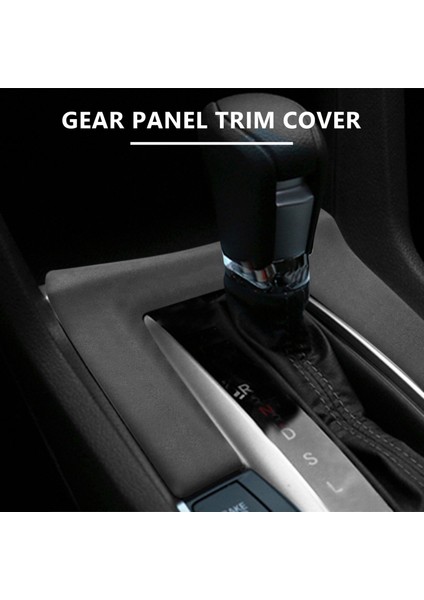 Honda Civic 2016-2021 Araba Dönüş Kürk Süet Merkezi Konsol Manuel Vites Paneli Kapak Trim Dekor Etiket Siyah + Gri (Yurt Dışından) fiyatları