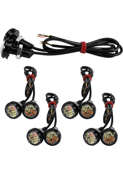 10 Adet 12V 23MM Çift Renkli Switchback 4014 Smd 12 LED Drl Kartal Göz Gündüz Işığı Araba Motor Dönüş Işıkları (Yurt Dışından)