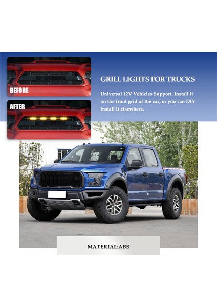 4x Raptor Tarzı Füme Lens Amber LED Ön Izgara Ford F-150 F150 2009-2018 Için Farlar (Yurt Dışından) fiyatları
