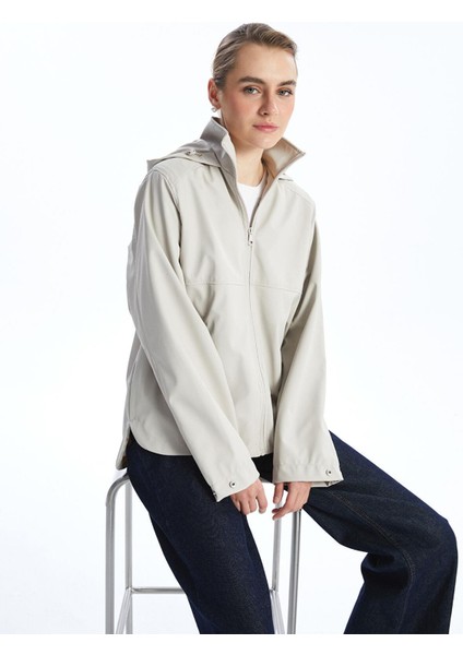 Lcwaıkıkı Classic Kapüşonlu Düz Deri Görünümlü Kadın Yağmurluk