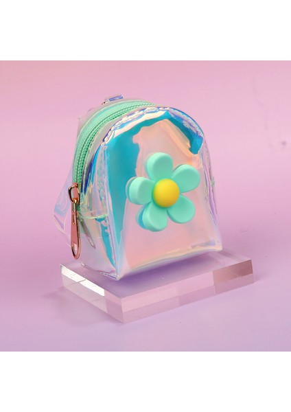 Çiçek Kız Şeffaf Mini Küçük Okul Çantası Moda Fermuarlı Bozuk Para Cüzdanı (Yurt Dışından)