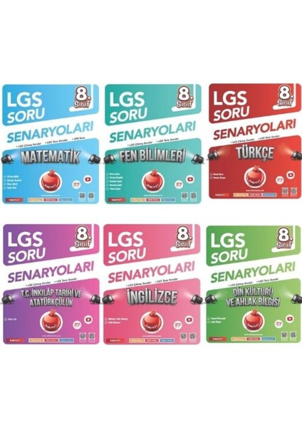 8.sınıf Lgs Matematik, Fen, Türkçe, Tarihi, Ingilizce ve Din Soru Senaryoları (6 Kitap) Set