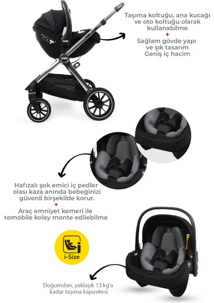 Explorer Autofold Travel Sistem Bebek Arabası Cole Black