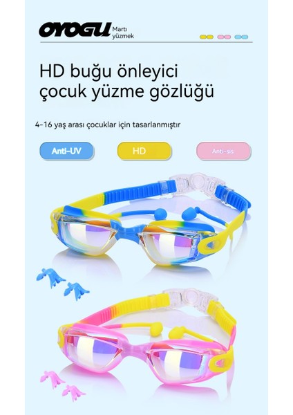 Silikon Çocuklar Su Geçirmez Sis Geçirmez Hd Yüzme Gözlüğü (Yurt Dışından)