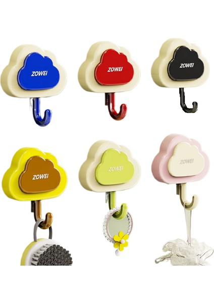 6 Adet Paketlenmiş Vantuz Tipi Presleme Bulutu Delinmiş Banyo Çok Fonksiyonlu Kanca (Yurt Dışından)