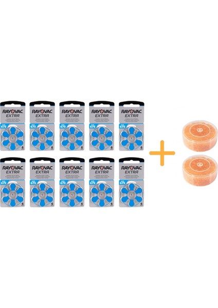 Extra 675 Numara Işitme Cihazı Pili (10 Paket x 6 Adet = 60 Adet Pil) + Hediye Işitme Cihazı Nem Alıcı Tablet