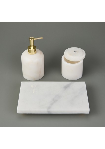 Bath 3'lü Mermer Banyo Seti - Beyaz