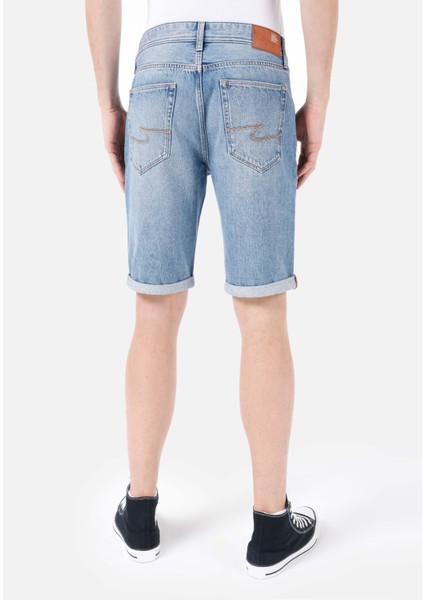 Regular Fit Orta Bel Erkek İndigo Jean Şort fiyatları