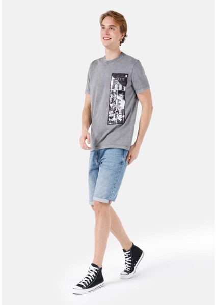 Regular Fit Orta Bel Erkek İndigo Jean Şort modelleri