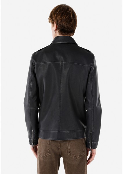 Slim Fit Erkek Siyah Mont Pu fiyatları