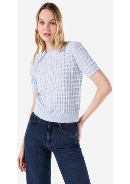 Regular Fit Kadın Mavi Kazak