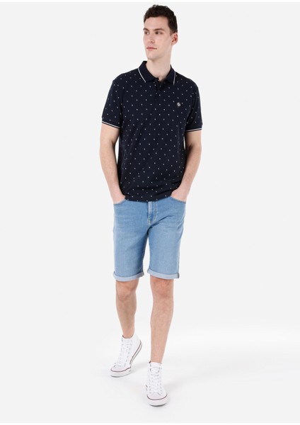 Slim Fit Düşük Bel Erkek İndigo Jean Şort