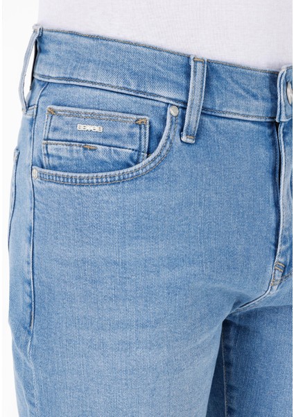 Slim Fit Düşük Bel Erkek İndigo Jean Şort