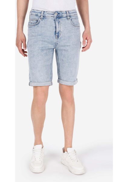 Straight Fit Düşük Bel Erkek Açik İndigo Jean Şort fırsatları