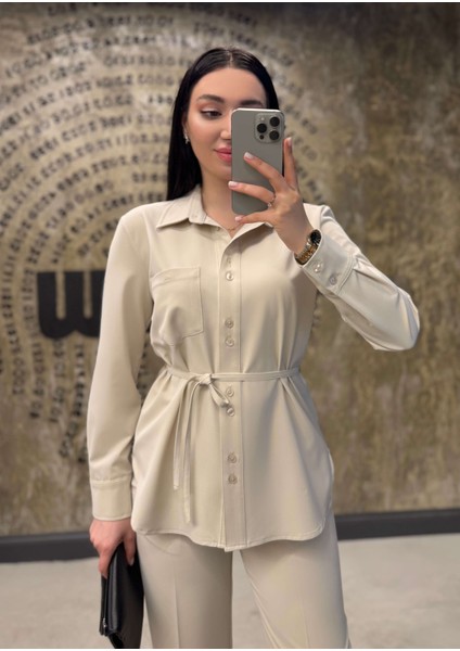 Inovista Kemerli Düğmeli Gömlek Taş